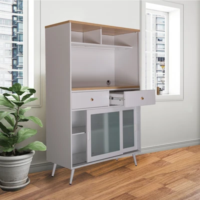 Gambar Informa Lewin Kabinet Dapur Metal - Putih/Cokelat Oak