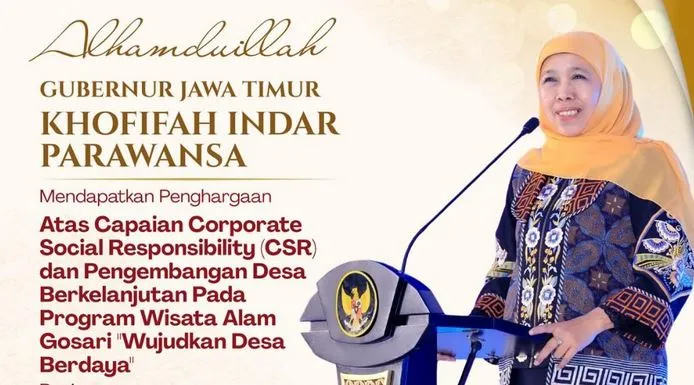 Khofifah Raih Penghargaan CSR dan Pengembangan Desa Berkelanjutan Award 2026 Foto BeritaJatim.com