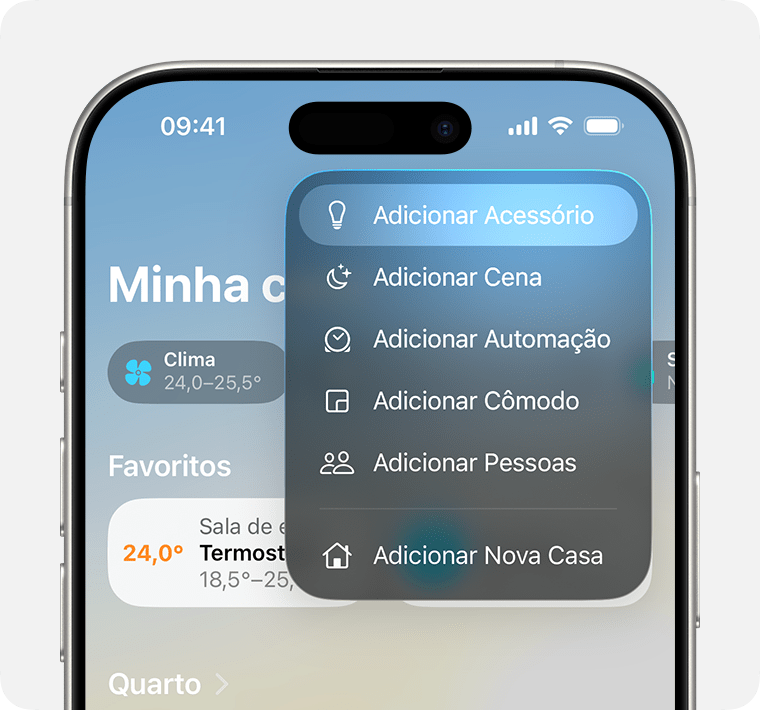 Adicionar Acessório aparece primeiro depois de tocar em Adicionar