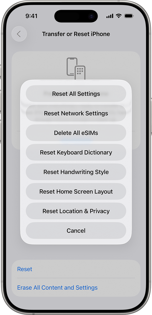 In iPhone settings, the option to Reset Network Settings is shown.