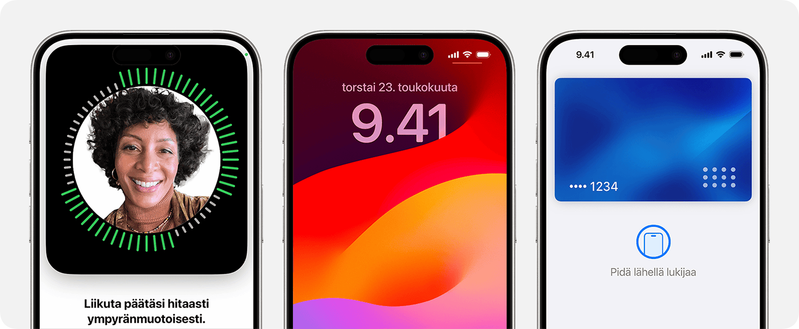 Face ID:n käyttötapoja iPhonessa: ominaisuuden käyttöönotto, puhelimen lukituksen avaaminen ja ostosten todentaminen