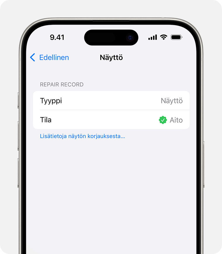 Aidon Apple-näytön osatiedot