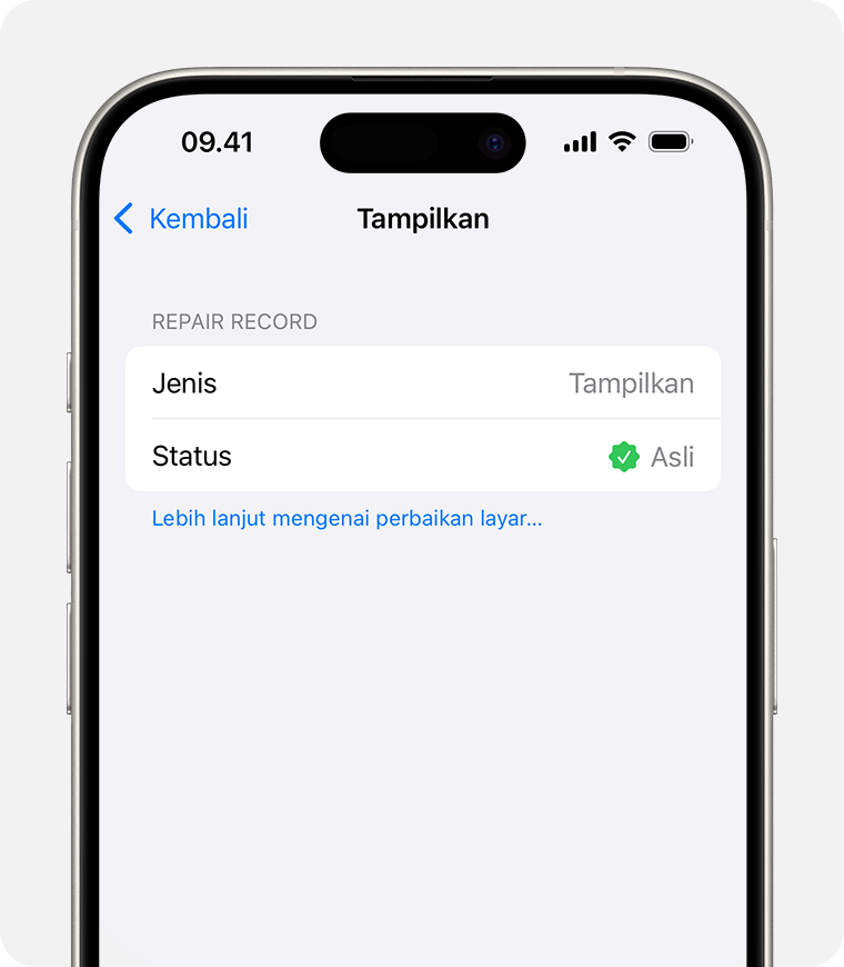 Layar informasi Komponen Apple Asli untuk Layar