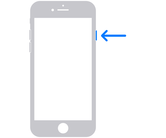 Tryk på sideknappen på din iPhone, og hold den nede som det første trin for at genstarte den.