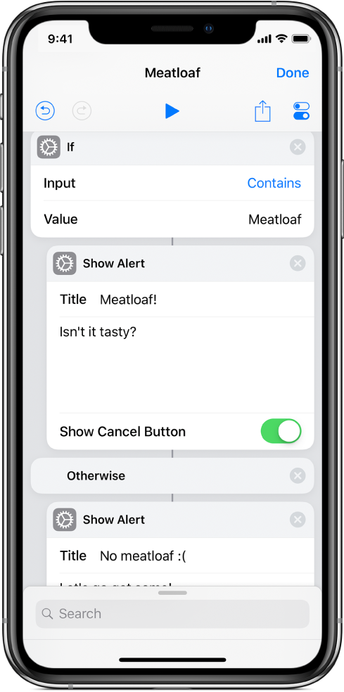 Configuration d’une action Si.
