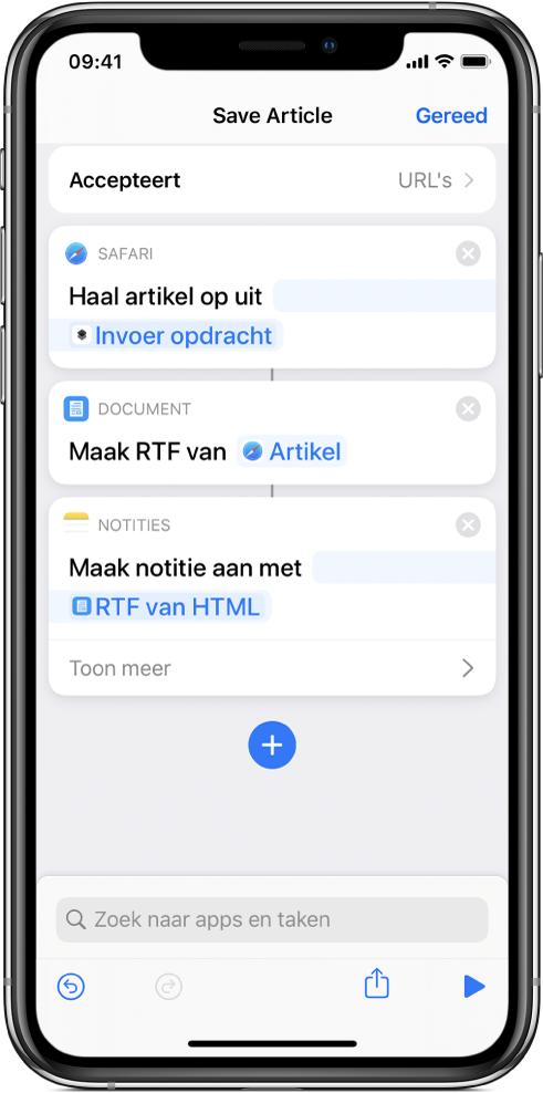 Taken in de opdrachteneditor.