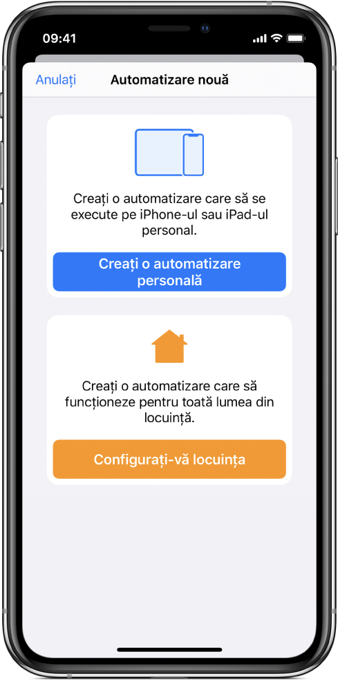 Automatizare nouă când automatizarea există deja în aplicația Scurtături.