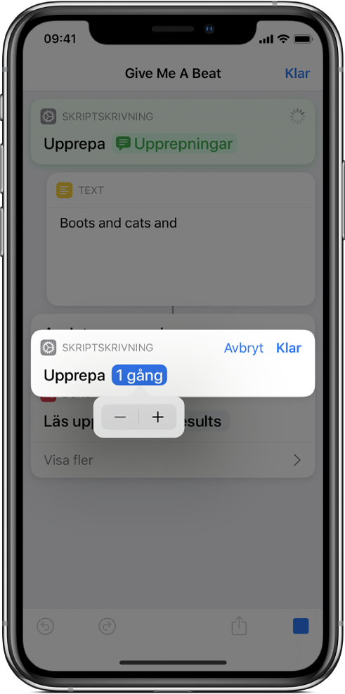 Fråga varje gång-variabelns token under en Upprepa-åtgärd.