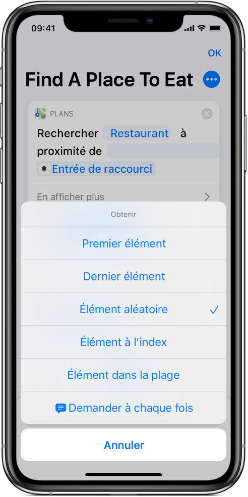Action Obtenir l’élément de la liste.