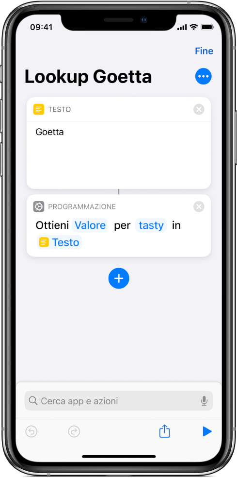 Avviso di errore nell'editor di comandi rapidi.