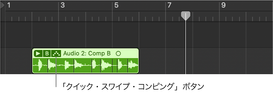 図。「クイック・スワイプ・コンピング」ボタン。
