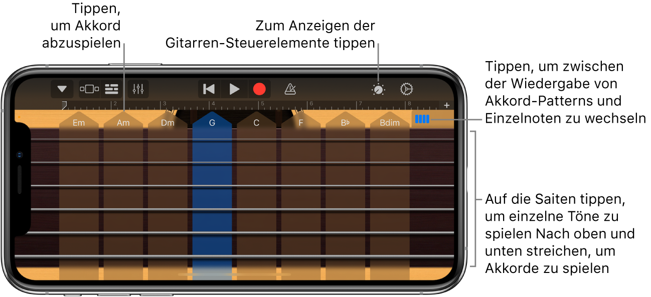 Touch-Instrument Gitarre