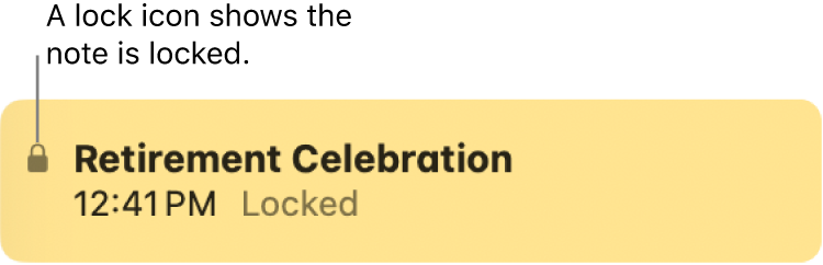 Locked note with a lock icon on the far left.