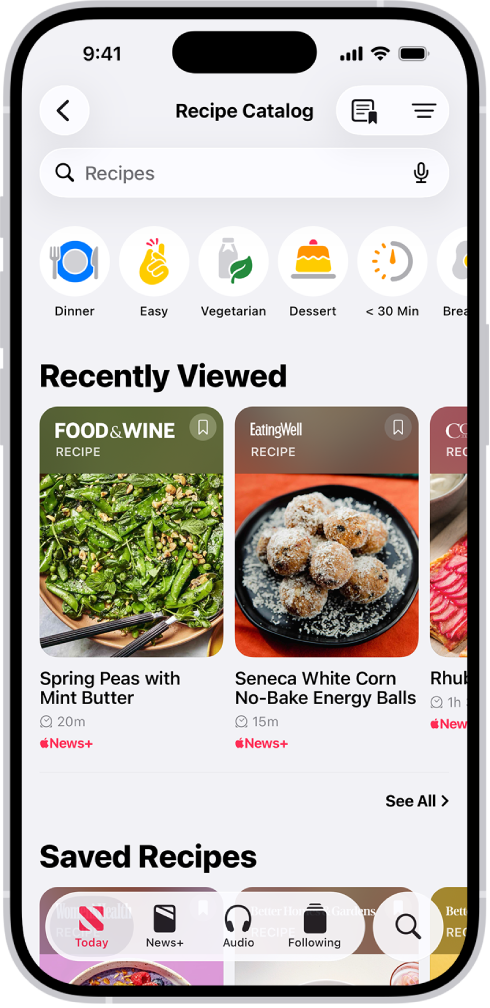 The Recipe Catalog in Apple News+.