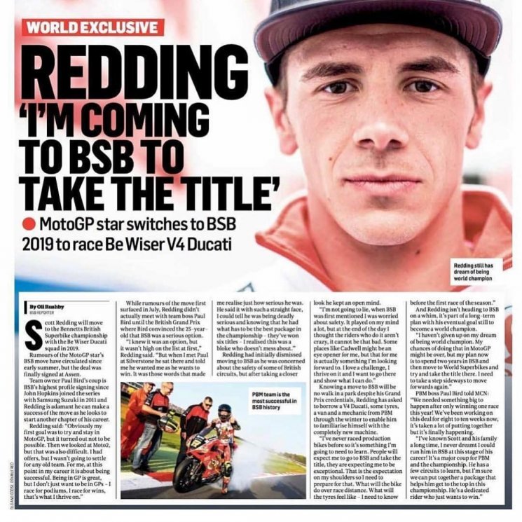 Unggahan Scott Redding di Instagram, Memastikan Dirinya Akan Membalap di British Superbike Championship musim 2019. (Instagram/reddingpower)