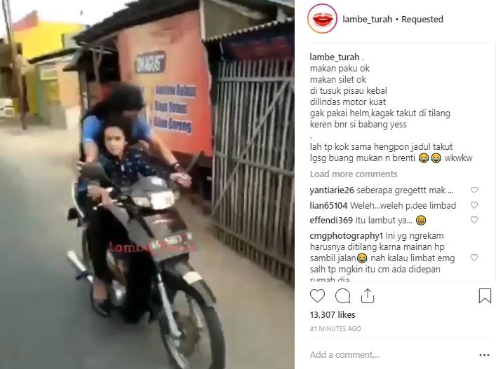 Master Limbad naik motor. (Instagram/@lambe_turah)