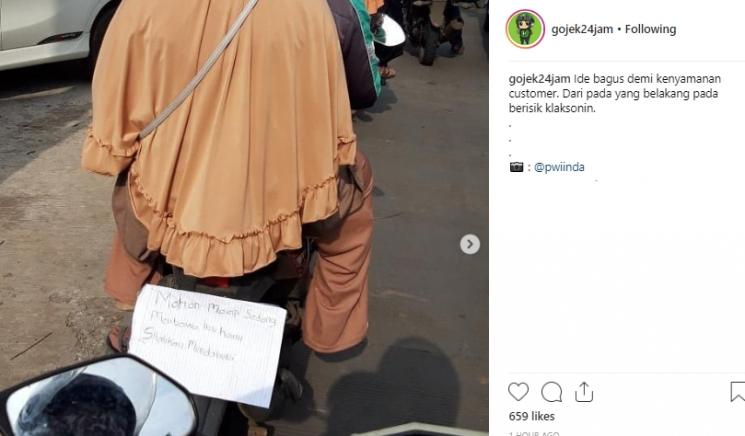 Driver ojol bonceng ibu hamil. (Instagram/@pwiinda)