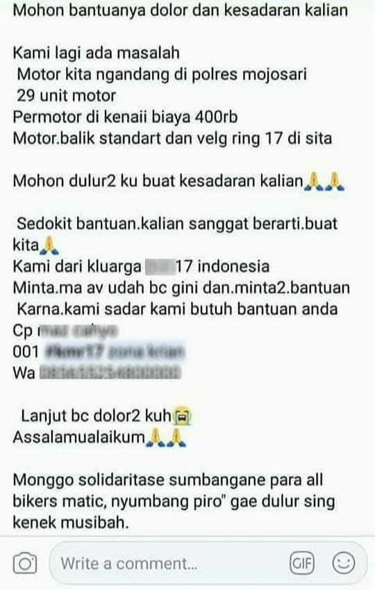 Viral pemotor ditilang berjamaah. (Facebook)