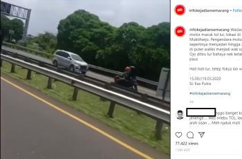 Aksi Pemotor yang Tak Patut Ditiru, Sudah Masuk Tol Lawan Arah Lagi
