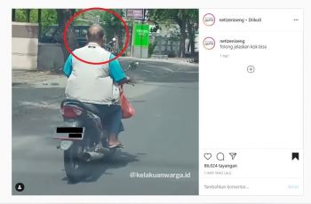Pengendara Motor Enggak Pakai Helm Bawa Gelas Air, Warganet: Berasa Takumi