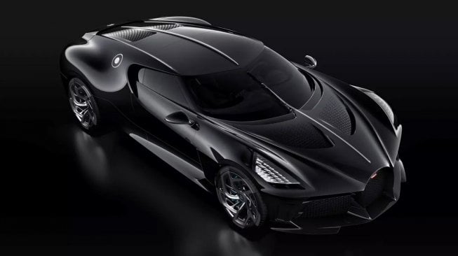Bugatti La Voiture Noire, yang disebut sebagai mobil termahal di dunia, dipamerkan di pameran Geneva Motor Show 2019 di Swiss, pada Maret 2019. [Bugatti.com]