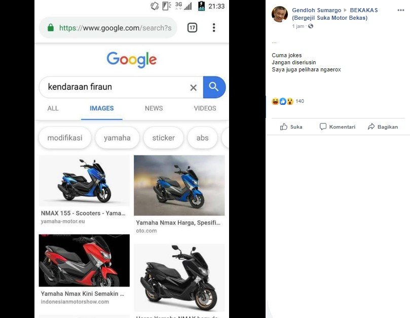 Kendaraan Firaun menurut Google yang undang rasa pensaran. (Facebook/Gendloh Sumargo‎)