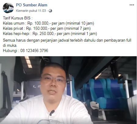 Petinggi PO Bus Sumber Alam, Anthony Steven.[Facebook/PO Sumber Alam]